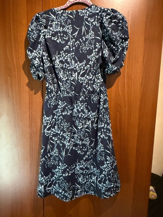 next Navy and White Floral Wrap Midi Dress - Picture 4 of 4